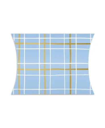 Lichtblauw gondeldoosje met gridpatroon van 14 × 2,4 × 11 cm