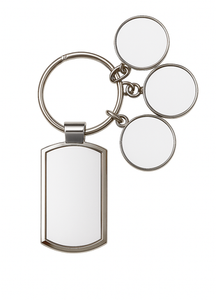 Metalen Sleutelhanger 2,5 x 5 cm met 3 Ringen voor Sublimatie - afbeelding 1