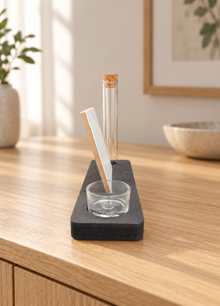 Sublimatieset met tegel 10,8 × 10,8 cm, glazen buisje en waxinelichthouder