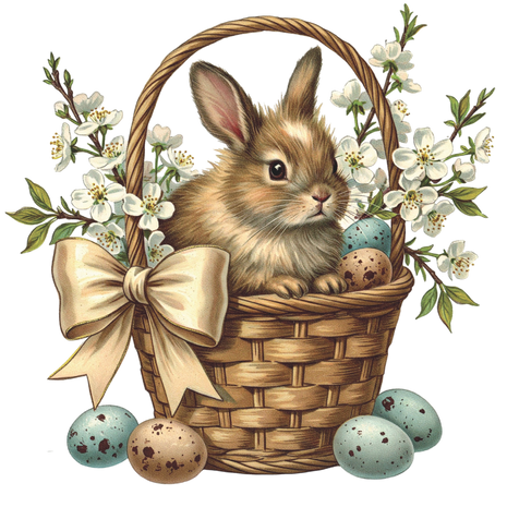 Dtf Print Pasen Konijn in mand
