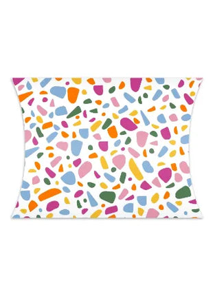 Roze gondeldoosje met kleurrijk terrazzo-dessin van 14 × 2,4 × 11 cm