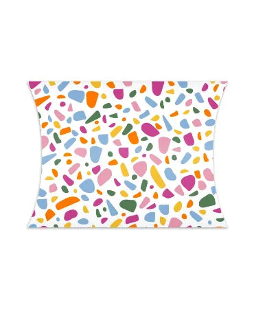 Roze gondeldoosje met kleurrijk terrazzo-dessin van 14 × 2,4 × 11 cm