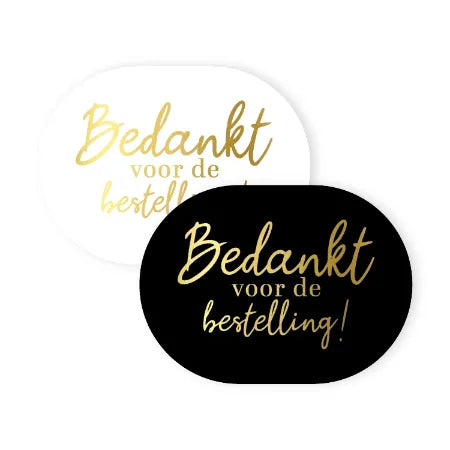 Set van 20 ovale Bedankt voor de bestelling stickers van 43 × 60 mm in twee verschillende varianten