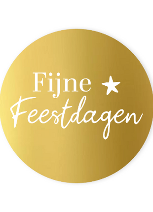 Set van 20 ronde Fijne feestdagen stickers van 50 mm met ster en wit-gouden opdruk