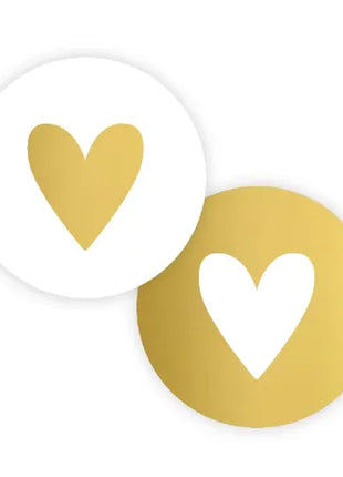 Set van 20 ronde hartstickers van 40 mm in twee goud-witte varianten