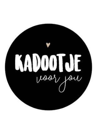 Set van 20 ronde zwarte Kadootje voor jou stickers van 40 mm