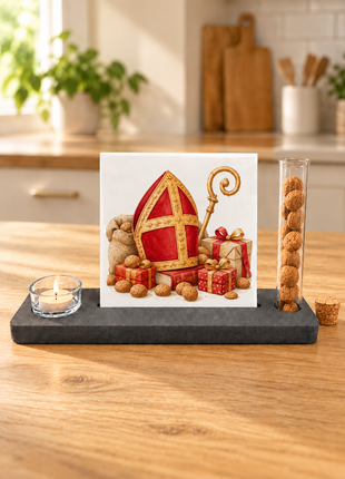 Sublimatieset met tegel 15 × 15 cm, glazen flesje en waxinelichthouder