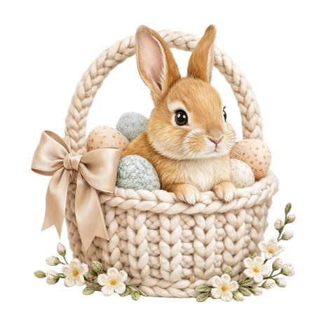 Dtf Print Pasen Konijn in mand