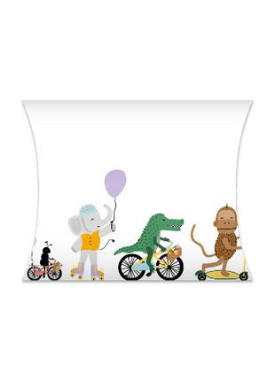Wit Party Animals gondeldoosje van 12 × 2,5 × 11 cm met kleurrijke dierenprint