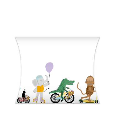 Wit Party Animals gondeldoosje van 12 × 2,5 × 11 cm met kleurrijke dierenprint