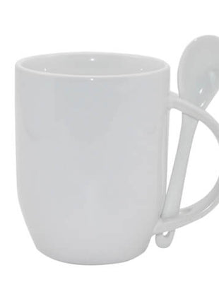 Witte JS Coating sublimatie mok met lepel van 300 ml keramische mok voor sublimatie bedrukking