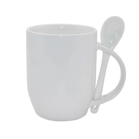 Witte JS Coating sublimatie mok met lepel van 300 ml keramische mok voor sublimatie bedrukking