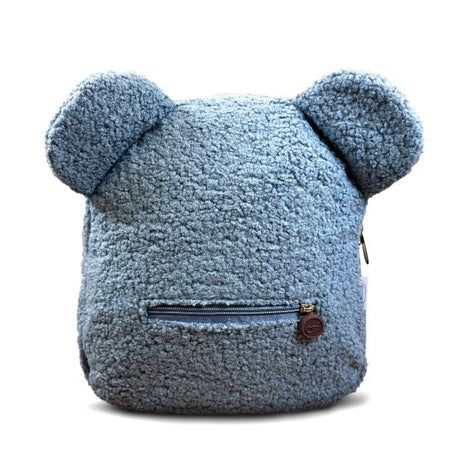 Zacht teddy rugzakje in blauwe kleur voor baby’s en peuters