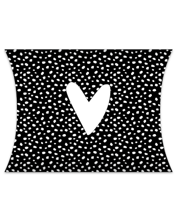 Zwart-witte XL-gondeldoos 101 Dots met wit hartje van 32 × 8 × 26 cm