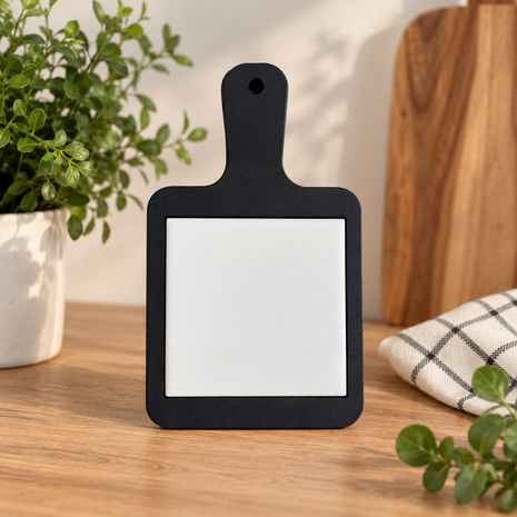 Zwarte Houten Kaasplank Vierkant met Tegel 10,8 x 10,8 cm voor Sublimatie