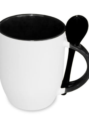 Zwarte JS Coating sublimatie mok met lepel van 330 ml keramische mok voor sublimatie bedrukking