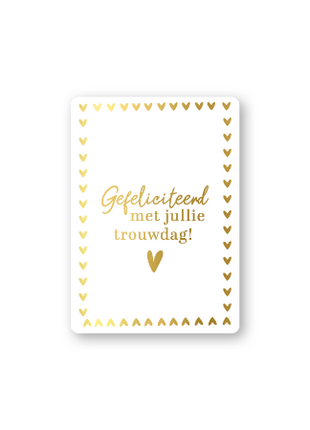 Cadeaukaartjes A7 - Gefeliciteerd met jullie trouwdag + hartjes, 25 stuks