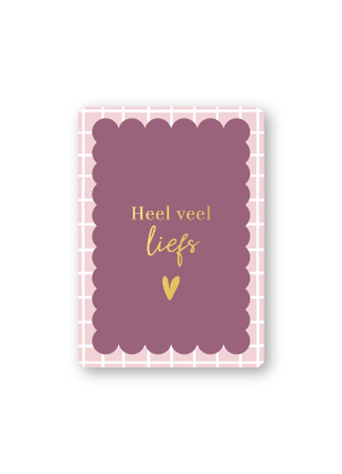 Cadeaukaartjes A7 - Heel veel liefs (roze/paars), 25 stuks
