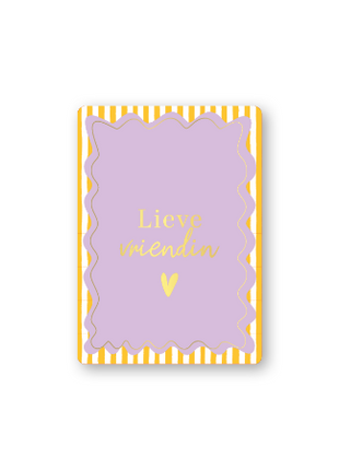 Cadeaukaartjes A7 - Lieve vriendin (geel/paars), 25 stuks