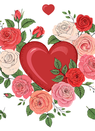 Dtf Print bouquet Flowers + Heart