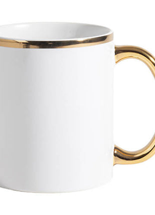 Mok 330 ml met Gouden Streep en Oor – Voor Sublimatie