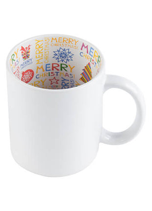 Kerstmok 330 ml met Vrolijk Kerstinterieur – Witte Keramische Mok voor Sublimatie