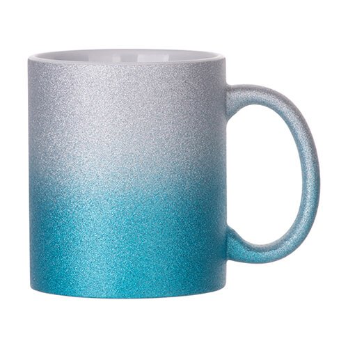 330ml (11oz) Glitter Mok Zilver/ Blauw voor sublimatie