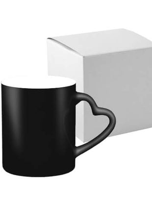Zwarte Magische Mok met Hartvormig Handvat – 330 ml Sublimatie Mok met Doos
