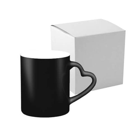 Zwarte Magische Mok met Hartvormig Handvat – 330 ml Sublimatie Mok met Doos