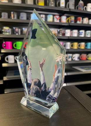 Foto Kristal met standaard Trofee 10x16,5cm voor sublimatie