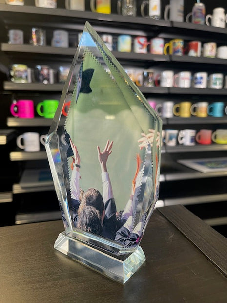 Foto Kristal met standaard Trofee 10x16,5cm voor sublimatie