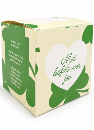 Klavertje Vier Mokkendoosje – Groen Cadeaudoosje voor Mok