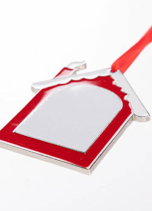 Metalen Kerstboomhanger Huis voor Sublimatie – Rood en Wit