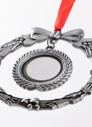 Metalen Kerstboomhanger Krans voor Sublimatie – Zilverkleurig