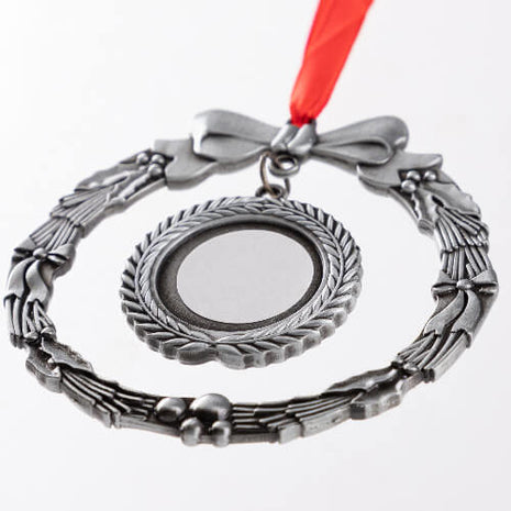 Metalen Kerstboomhanger Krans voor Sublimatie – Zilverkleurig