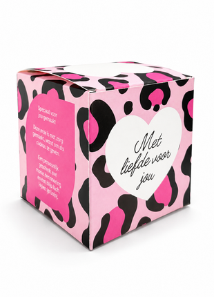 Pink Leopard Mokkendoosje – Roze Panterprint Cadeaudoosje voor Mok