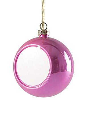 Plastic Glitter Kerstbal Ø 8 cm voor Sublimatie – Roze