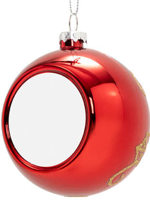 Rode Kerstbal Ø 8 cm voor Sublimatie – Gouden Bloemen