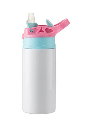 Kinderfles van 360 ml roestvrij staal voor sublimatie - wit met blauw/roze dop
