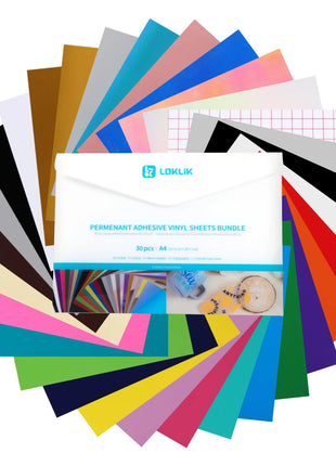 LOKLiK • Permanent Zelfklevend Vinyl Vellen Multipack A4 Assorti 30x