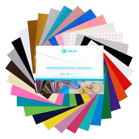 LOKLiK • Permanent Zelfklevend Vinyl Vellen Multipack A4 Assorti 30x