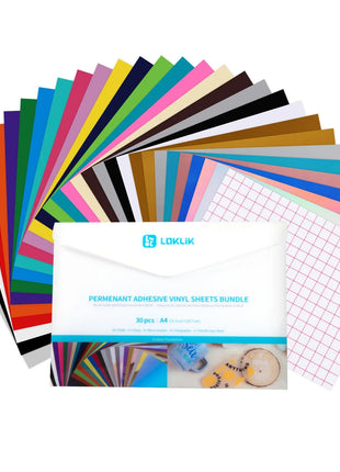 LOKLiK • Permanent Zelfklevend Vinyl Vellen Multipack A4 Assorti 30x