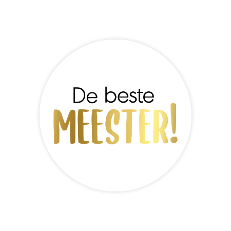 De beste meester 1x assorti  Stickers Rond 40 mm – 1 Variant – Set van 20 Stuks