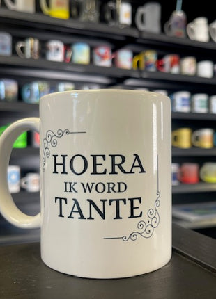 Sublimatie mok 11oz in gebruik met koffie gepersonaliseerde print