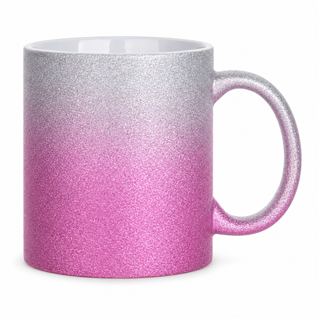 330ml (11oz) Glitter Mok Zilver/Roze voor sublimatie