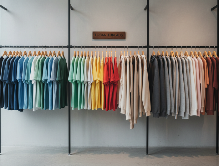 t shirt hoodys aan een rek