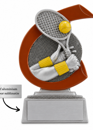 Tennis Beker met Racket en Bal – Sporttrofee Tennis  (Geschikt voor sublimatie)