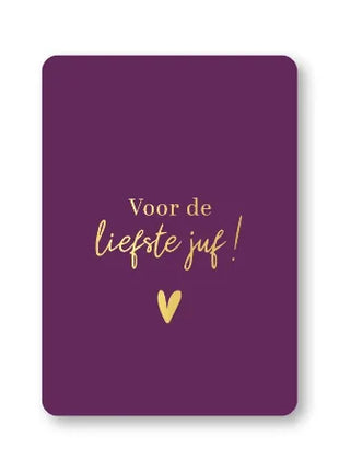 Wenskaarten A6 - Voor de liefste juf (donkerpaars) - 25 stuks