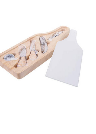 Wijn- en kaasset met houten houder