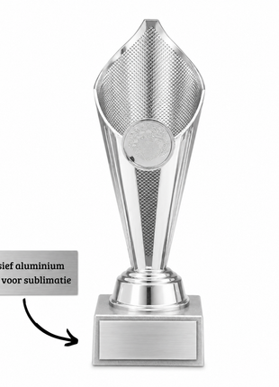 Zilveren Kunststof Trofee – Klassieke Sportprijs  (Geschikt voor sublimatie)